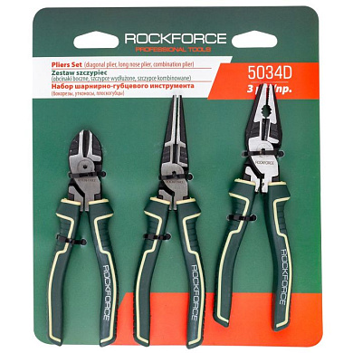 Набор шарнирно-губцевого инструмента 3 пр., бокорезы, утконосы, плоскогубцы RockForce RF-5034D