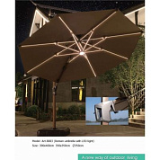 Зонт садовый 350х350 см, бордовый с подсветкой H-D HD-8003-350350R