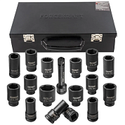 Набор ударных головок глубоких 6-гр: 17-50 мм, 12-гр: 36 мм 3/4'' 16 пр ForceKraft FK-6163-5MPB