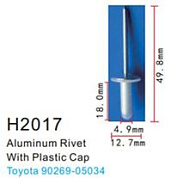 Клипса для крепления внутренней обшивки а/м Тойота аллюминиевая, 100 шт Forsage H2017(Toyota)