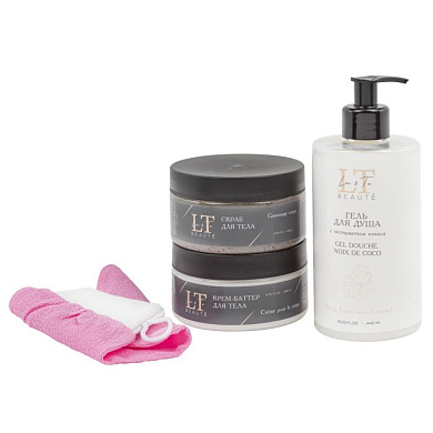 Набор косметики, гель для душа, скраб для тела, рукавичка, крем баттер La and Te beaute LT-28