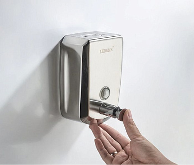 Дозатор жидкого мыла (антивандальный), нержавеющая сталь, сатин Ledeme L404