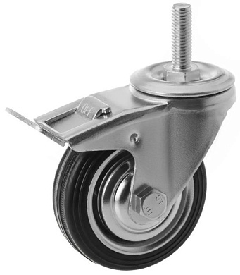 Колесо поворотное SCtB 97 85 мм резина с болтом и тормозом (F) TOR 1046156