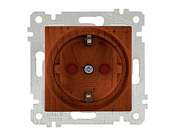 Розетка 1-ая, скрытая, без рамки, с/з, шторки, вишня, RITA, 16 A, 250 V, IP 20, Mutlusan 22006050256