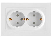 Розетка 2-ая, скрытая, с/з, со шторками белая, Аструм,