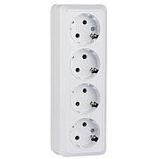 Рим Розетка 4-местная 16А с заземлением белая EKF ENR16-328-10