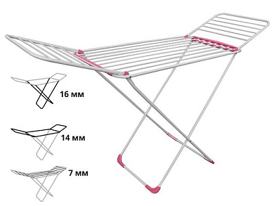Сушилка для белья напольная 18 м, серия Gloria, бело-розовая, 176х55х92 см PERFECTO LINEA 46-000214