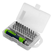 Отвертка реверсивная для точных работ с набором бит 32 пр. Сибртех 13370