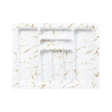 Лоток для столовых приборов 700 MARBLE 635*485, бело-золотой мрамор AKS 125444