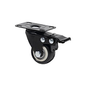 Колесо меб. DIAMOND d50 h72 с площадкой с торм., черный AKS 113786