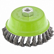 Щетка для УШМ, М14, чашка, крученая проволока 0,5 мм Сибртех