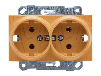 Розетка 2-ая, скрытая,с/з, керамика, дуб, RITA, 16 A, 250 V, IP 20, Mutlusan 22002000258