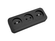 Розетка 3-ая, открытая, б/з, черная, Пралеска, Bylectrica РА16-263чер