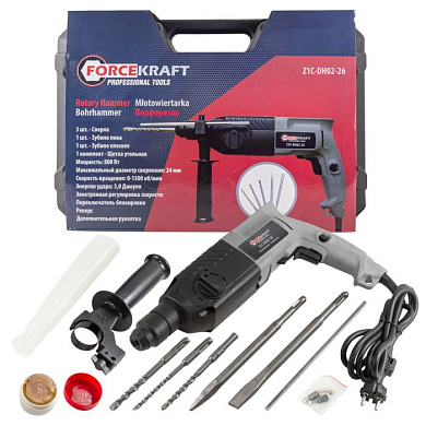 Перфоратор электрический с набором аксессуаров ForceKraft FK-Z1C-DH02-26