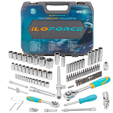 Набор инструментов 1/4"&1/2" 6-гр 94 пр. ILOforce IF-4941-5