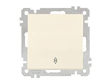 Выключатель проходной 1-клав., скрытый, без рамки, пруж. зажим, кремовый, DARIA, 10 A, 250 V, IP 20, Mutlusan 21004030102