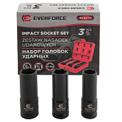 Набор ударных головок 17, 19, 21 мм 1/2'' 6-гр 3пр EVERFORCE EF-4032TH