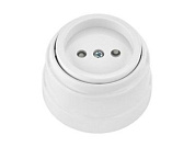 Розетка 1-ая (открытая, б/з, з/ш) белая, Ретро, (без монтажной панели) Bylectrica РА16-0205