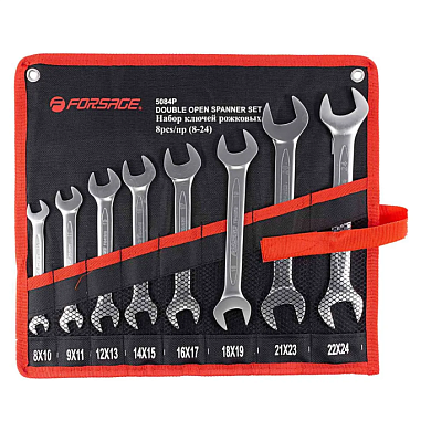 Набор ключей рожковых 8x10-22x24 мм 8 пр Forsage F-5084P