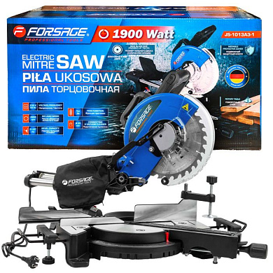 Пила торцовочная, 230V, 1900W, 4800об/мин, диск 254х30х2.4 мм Forsage F-JS-1013A3-1