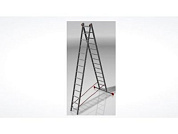 Лестница алюм. 2-х секц. 355/605/368 см, 2х14 ступ., 16,2 кг NV322, макс. нагрузка 150 кг Новая Высота 3220214