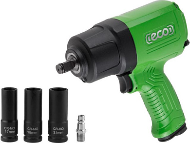 Пневмогайковерт 1/2" AIW-1300S, 1100 Нм, Ударный мех-м: twin hammer, 198 л/мин, 7800 об/мин ECO EC3914-5