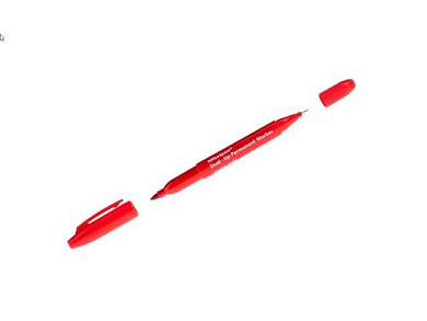 Маркер перманентный двухсторонний красный, пулевидный, 0,8/2,2мм, толщ. линии 0,8/2,2 мм, красный OFFICESPACE DPM_1578RD