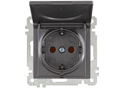 Розетка 1-ая, скрытая, без рамки, с/з, шторки, с крышкой, дымчатая, DARIA, 16 A, 250 V, IP 20, Mutlusan 21006110295