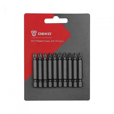 Набор профессиональных бит PZ1 50мм сталь S2 10 шт. DEKO 065-0771