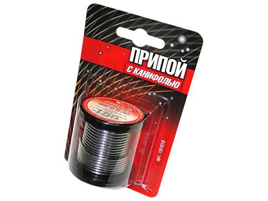 Припой ПОС 61 трубка, катушка ф2 мм, с канифолью, 100 гр в блистере Векта 191019