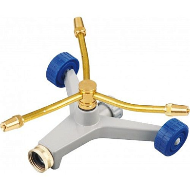 Распылитель для полива вращающийся трехрожковый латунный на колесиках Zn H-D HD-G2404