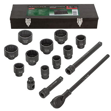 Набор ударных головок 15 пр. 1'' 12- гр. 36-80 мм RockForce RF-8141-9MPB