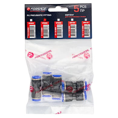 Фитинг для пластиковых трубок 6x6 мм, 5 шт Forsage F-SPU06K