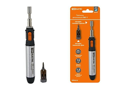 Паяльник автономный газовый ПАГ-1, 3 наконечника: жало, резак, фен, 12 мл "Алмаз" TDM SQ1025-0102