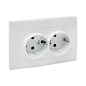 Валенсия розетка 2-местная с/з 16А белая с защ, штор, EKF PROxima EWR16-128-10