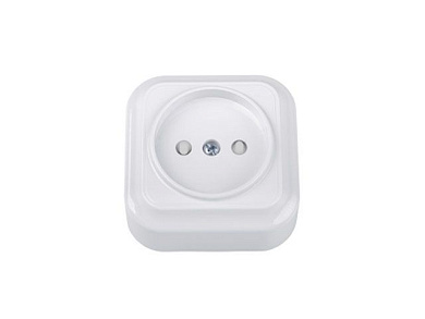 Розетка 1-ая (открытая, б/з, з/ш) белая, Вариант, Bylectrica РА16-0105