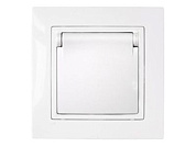 Розетка 1-ая с з/к крышкой (скрытая, с/з, з/ш,брызг. защ.) белая, Уют, Bylectrica РС16-356