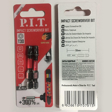 Бита ударная T30x50 мм 2 шт в уп. PIT ASDR01-50T30