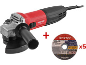 Одноручная углошлифмашина AG 1207-5 в кор., 720 Вт, 125х22,2 мм, 10 000 об/мин WORTEX 0333292
