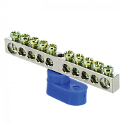 Шина "0" N (6x9мм) 10 отв, цинк синий угловой изолятор EKF PROxima sn1-63-10-1