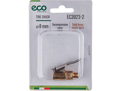 Наконечник для подкачки шин, резьба 8 мм, клапан сброса давления, латунь ECO EC3923-2