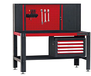 Верстак металический 790х1440х1500 мм, с навесным 4-х полочным ящиком 400х470х690 мм и шкафом перфорированным 190х600х1500 мм RockForce RF-50254 (4 коробки)