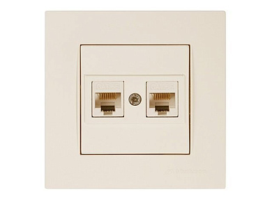 Розетка компьютерная 2xRJ45, Cat5e, скрытая, кремовая, RITA, Mutlusan 22201380102