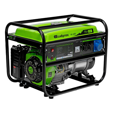 Генератор бензиновый БС-6500, 5,5 кВт, 230В, четырехтактный, 25 л, ручной стартер Сибртех 94546