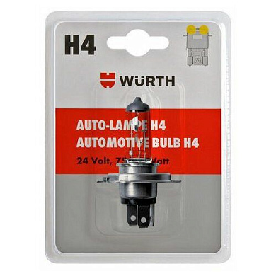 Автолампа тип H4 24V 75/70W, P43T в блистере WÜRTH 07209102