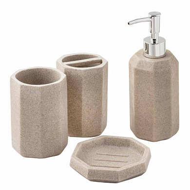 Набор для ванной комнаты 4 пр., мыльница, дозатор для мыла, подставка для зубных щеток, подставка для косметических аксессуаров La and Te beaute LT-BS-8