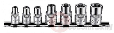Набор головок Force 3074 Е-профиль (E6-E16) 7 пр. 1/4''и 3/8''