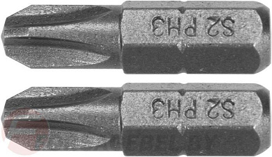 Бита крестовая PH3x25 мм., 1/4'', 2 шт. AISI S2 Yato YT-77873