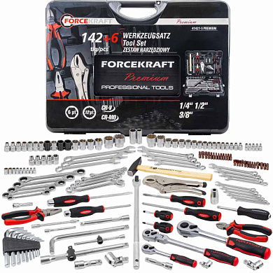 Набор инструментов 142+6 пр. 1/4''&3/8''&1/2'' 6-гр. ForceKraft FK-41421-5 PREMIUM