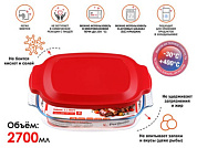 Форма из жаропрочного стекла, 2.7 л, с крышкой, прямоугольная, 344х223х61 мм, PERFECTO LINEA 12-270011